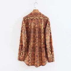 Women's Snake Patterned Single-Breasted Blouse