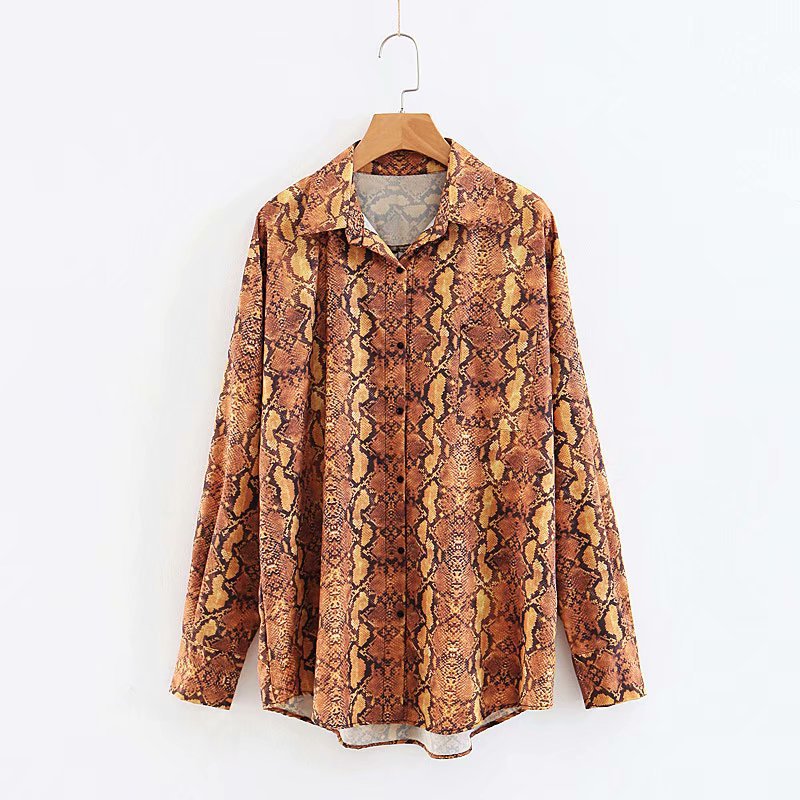 Women's Snake Patterned Single-Breasted Blouse