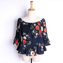 Romantic Summer Off-Shoulder Floral Women's Blouse