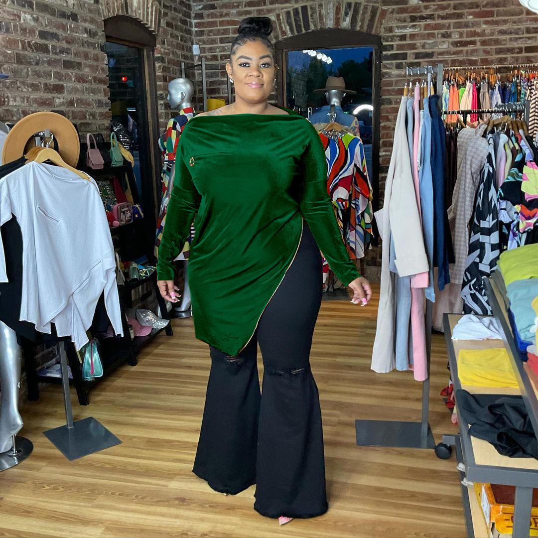 Velvet Long Sleeve Top for Women