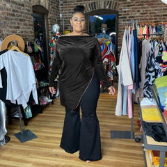 Velvet Long Sleeve Top for Women