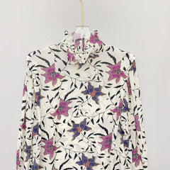 Women's Viscose Ruffled Shirt with Floral Print
