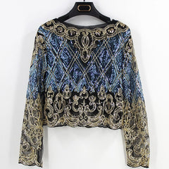 Women's Geometric Pattern Sequined Crop Top