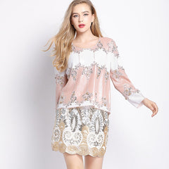 Women's Sequined Ornamental Pattern Blouse