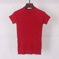 Women's Casual Knitted Short Sleeved Blouse