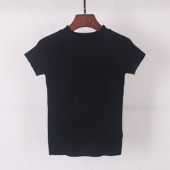 Women's Casual Knitted Short Sleeved Blouse