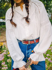 Boho Lace Women's Blouse in White