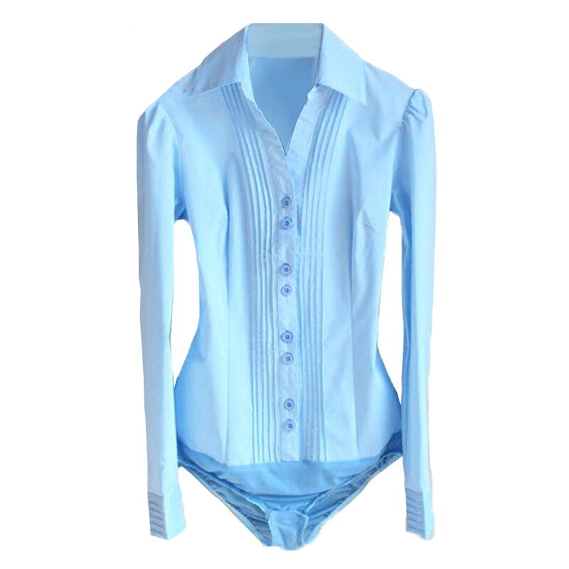 Women's Solid Color Turn-Down Collar Blouse