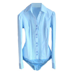 Women's Solid Color Turn-Down Collar Blouse