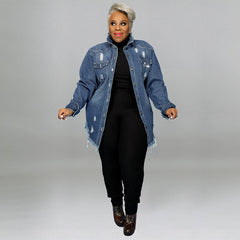 Plus Size Denim Outwear