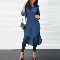 Women's Blue Denim Long Shirt