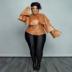 Turtleneck Ruffle Sleeve Blouse