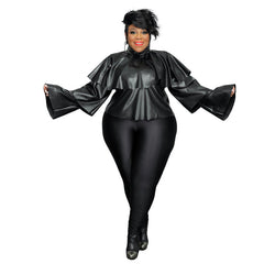 Turtleneck Ruffle Sleeve Blouse