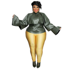 Turtleneck Ruffle Sleeve Blouse