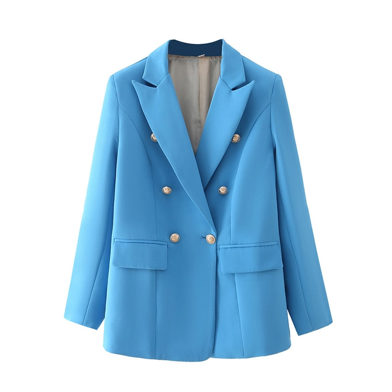 Women's Sky Blue Double Breasted Blazer