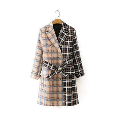 Women's Casual Double Plaid Printed Blazer