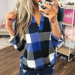 Women's Casual Plaid Patterned Blouse