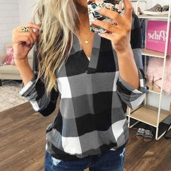 Women's Casual Plaid Patterned Blouse