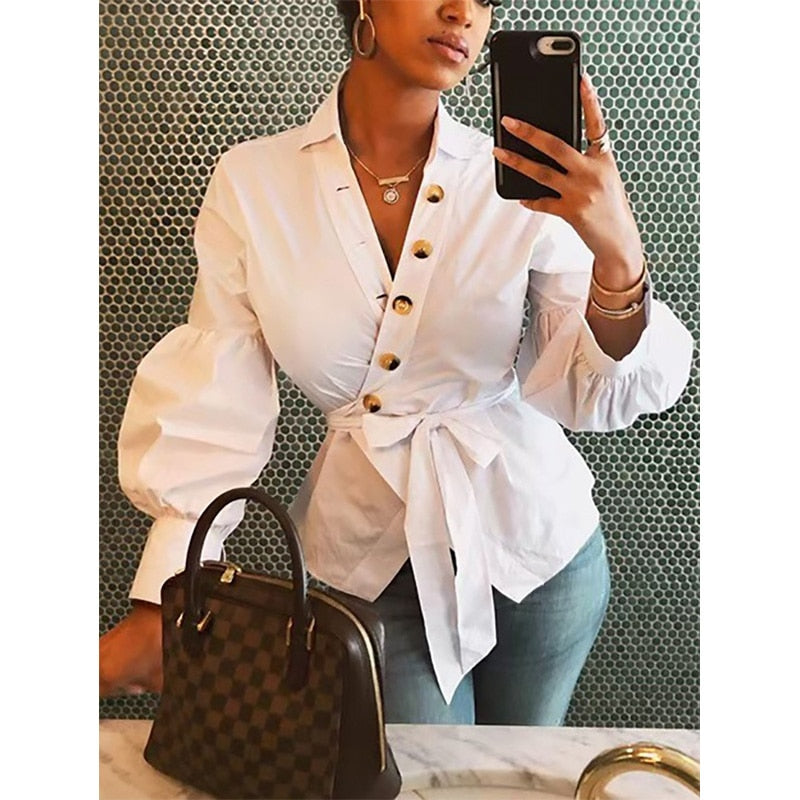 Women's Lantern Sleeve Cotton Top