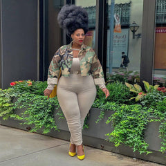 Camouflage Printed Crop Jacket