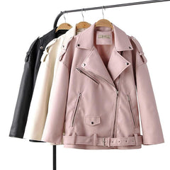 Women's Eco-Leather Oversized Biker Jacket
