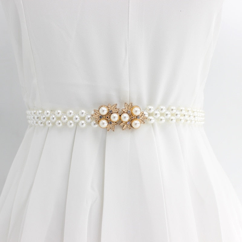 Women's Stylish Floral Belt with Pearls
