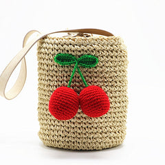 Cute Summer Boho Cylinder Shaped Straw Handbag