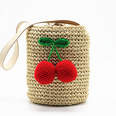 Cute Summer Boho Cylinder Shaped Straw Handbag