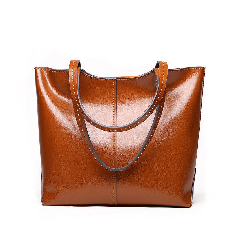 Women's Glance Leather Stitched Strap Shoulder Bag