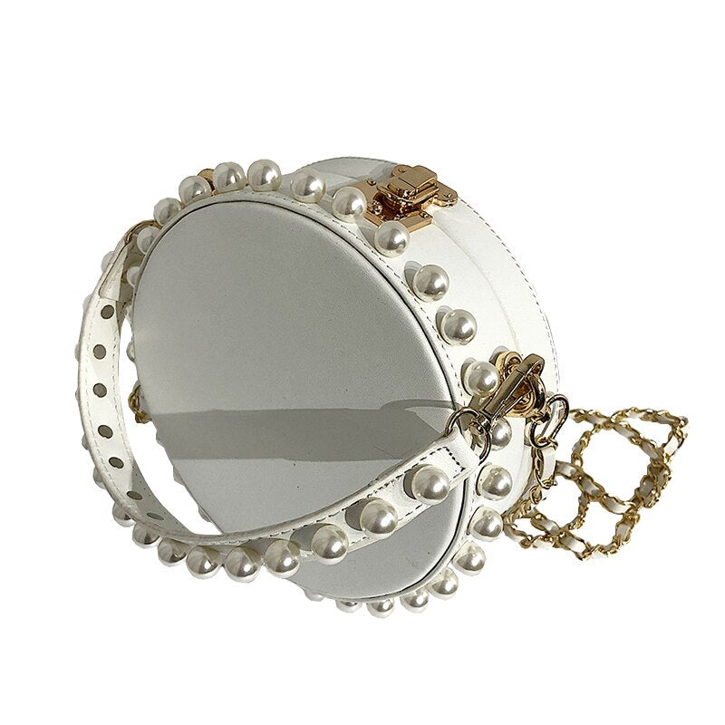 Women's Round Pearl PU Handbag