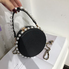 Women's Round Pearl PU Handbag