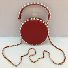 Women's Round Pearl PU Handbag