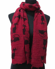 Women's Cat Printed Long Scarf