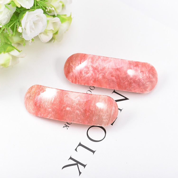 Acrylic Barrette in Marble Print