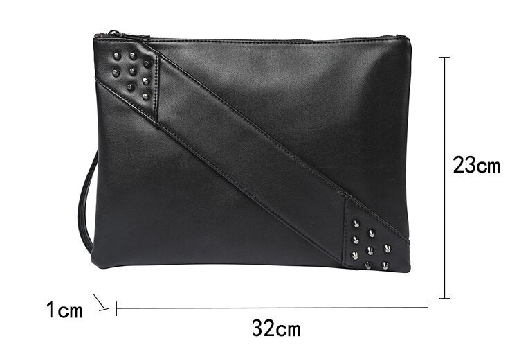 Unisex Rivet Decorated Clutch