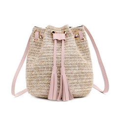 Women's Boho Straw Bucket Bag