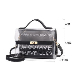 Women's Letter Printed Transparent Clutch