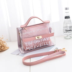 Women's Letter Printed Transparent Clutch