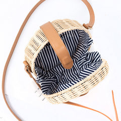 Women's Round Woven Straw Bag