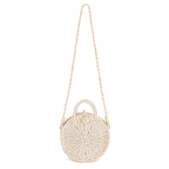 Women's Round Retro Rattan Bag