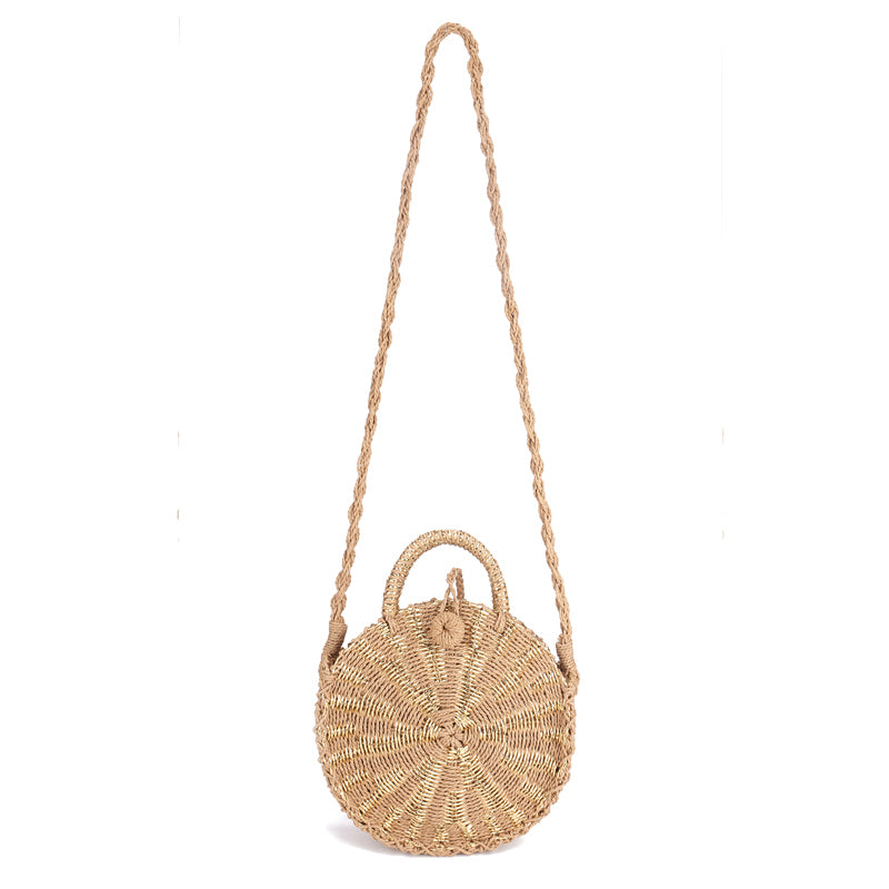 Women's Round Retro Rattan Bag
