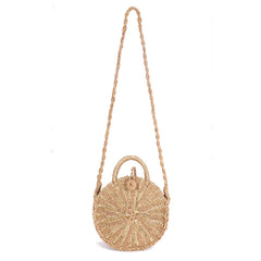 Women's Round Retro Rattan Bag