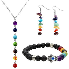 7 Chakra Bracelet, Necklace and Earrings Set