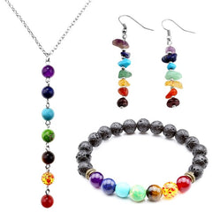 7 Chakra Bracelet, Necklace and Earrings Set