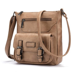 Women's Multi Pocket Leather Messenger Bag