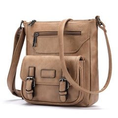 Women's Multi Pocket Leather Messenger Bag