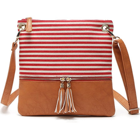 Women's Patchwork Striped Shoulder Bag