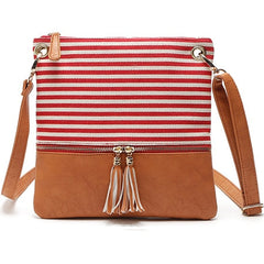 Women's Patchwork Striped Shoulder Bag