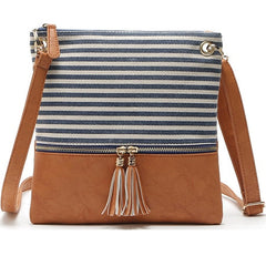 Women's Patchwork Striped Shoulder Bag