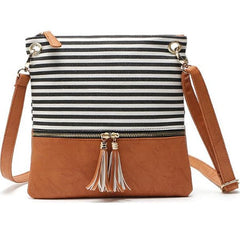Women's Patchwork Striped Shoulder Bag